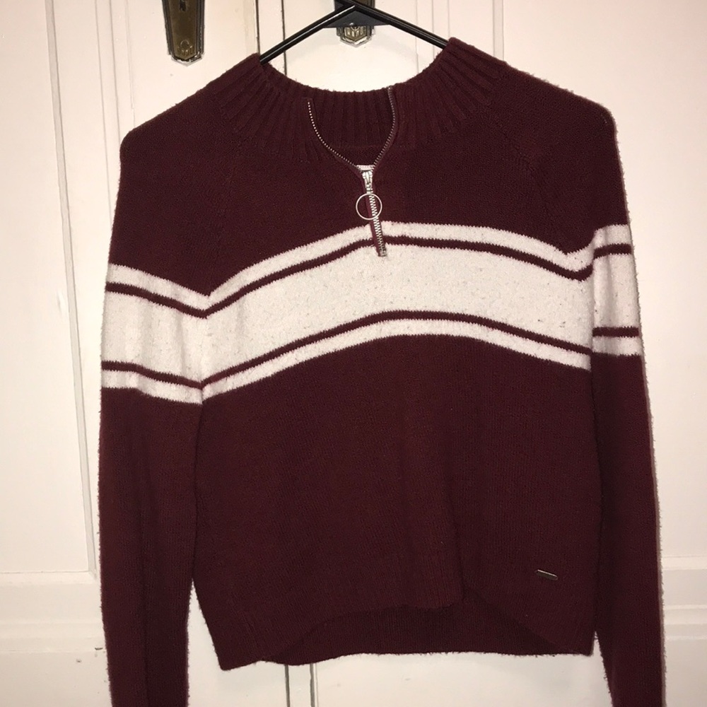 maroon half zip sweater